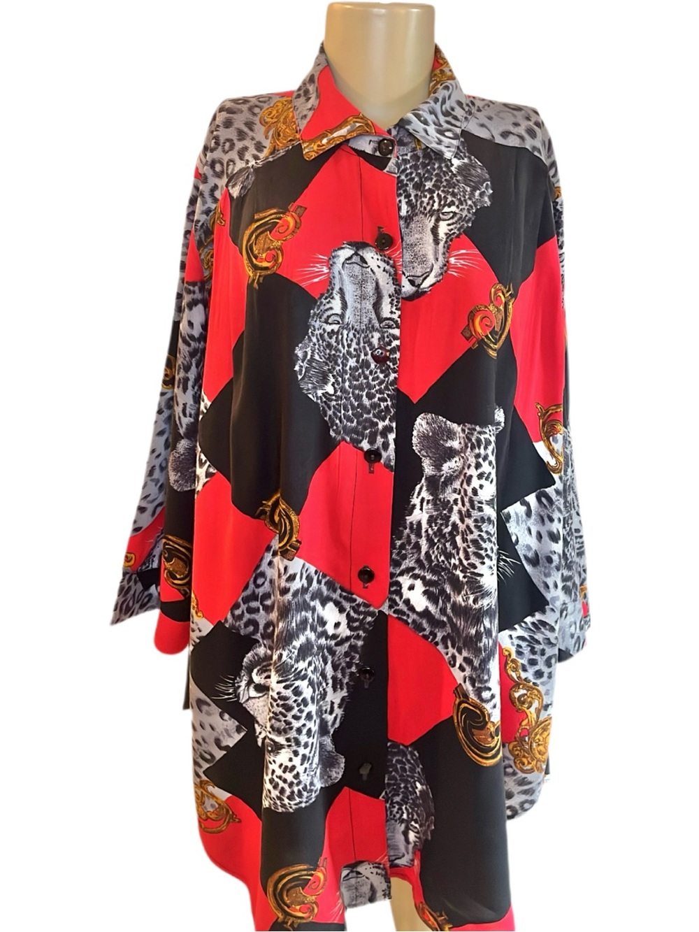 Vintage A Personal Touch Diamond Animal Print Blouse
